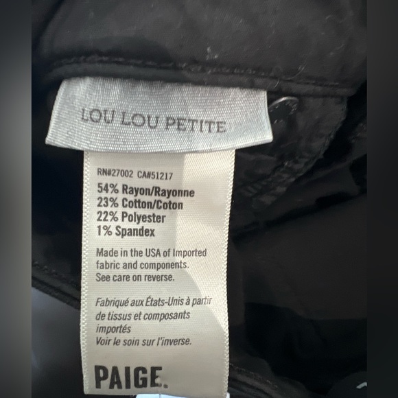 Paige Lou Lou Petite High Waisted Flare Black Jean - Picture 3 of 6